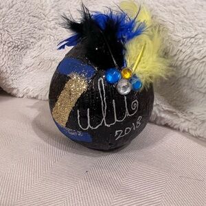 Zulu New Orleans Mardi Gras Coconut with blue and yellow feathers. 2018 …